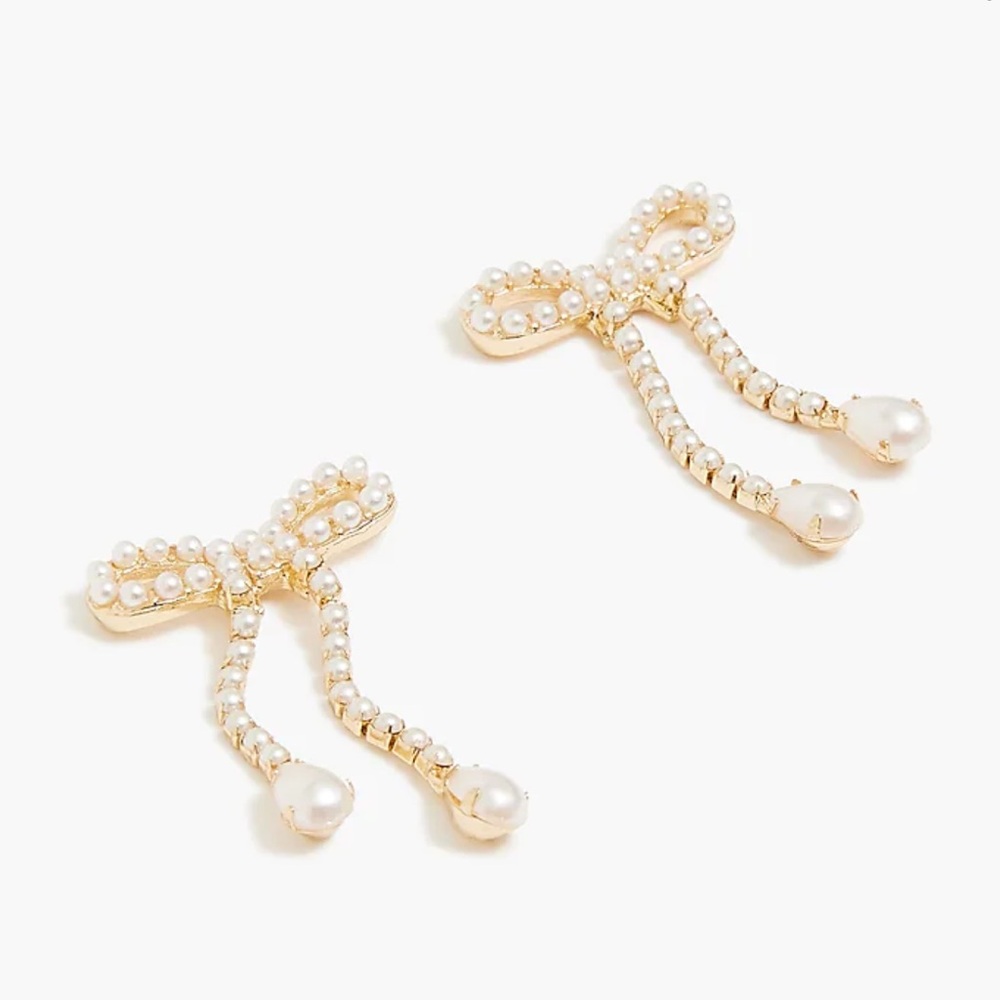 J.Crew Pearl bow earrings NWT